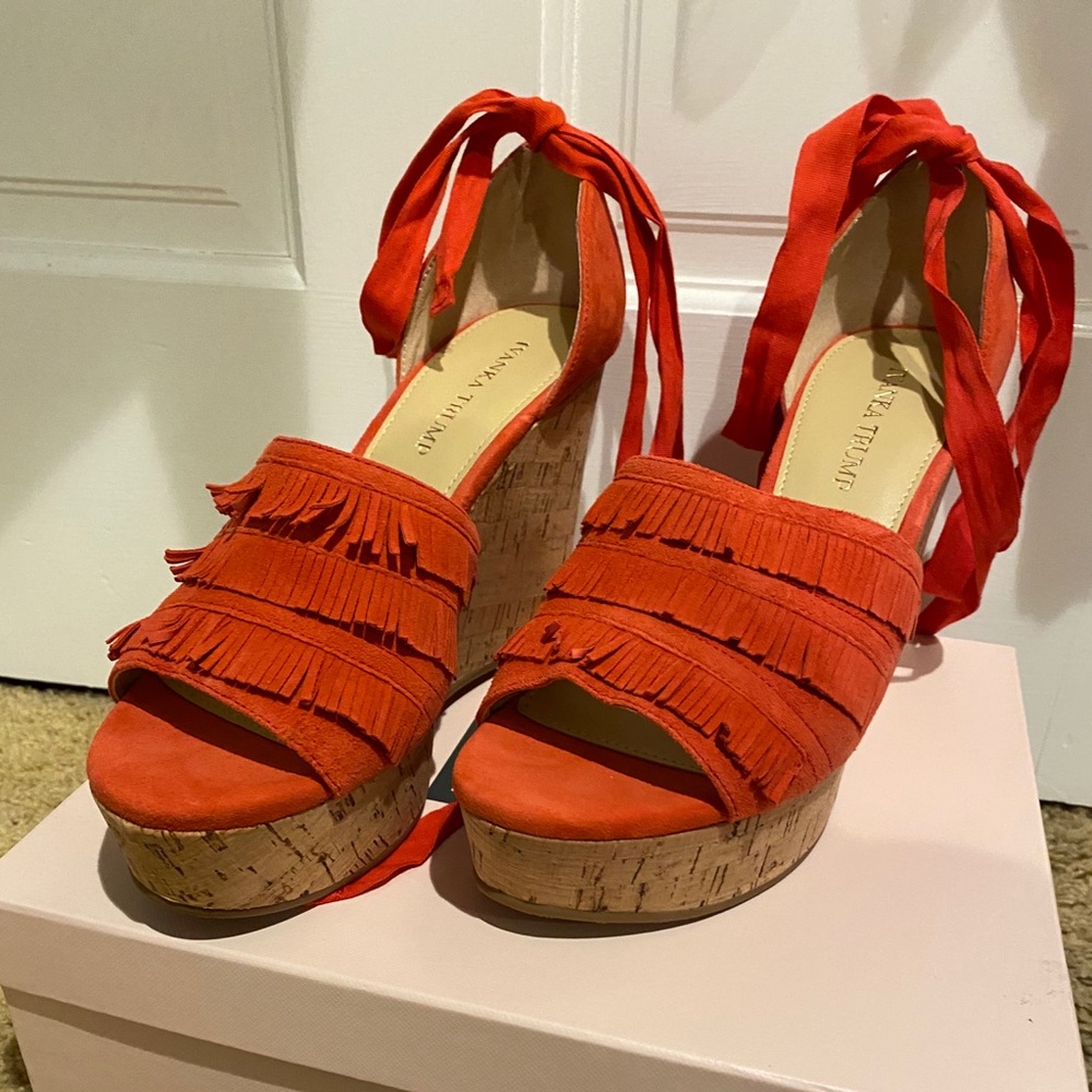 Ivanka trump wrap ankle wedges